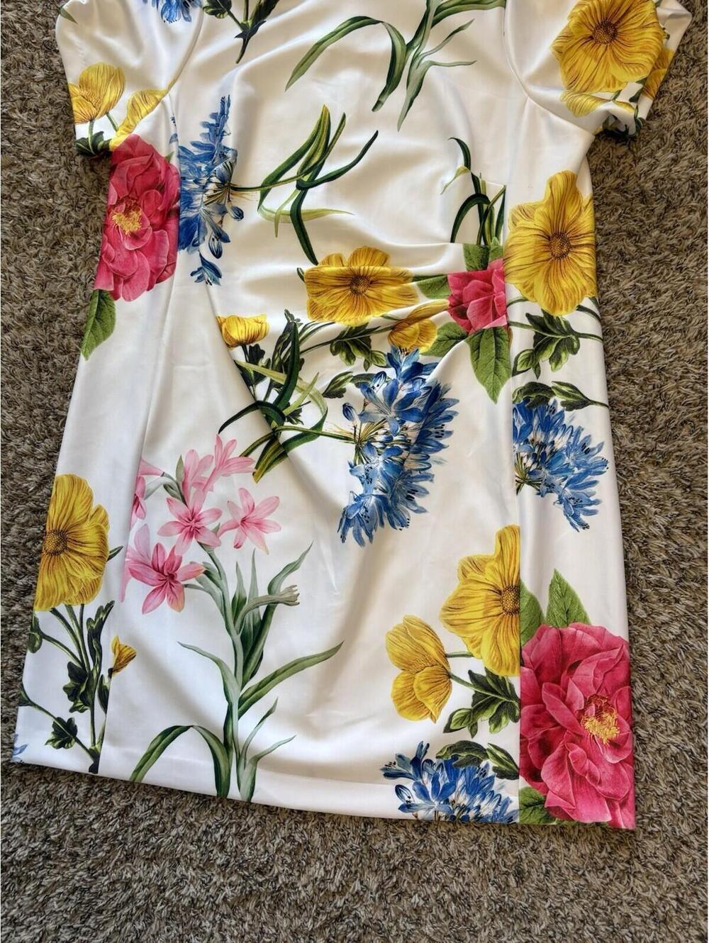 Karl Lagerfeld Paris Floral White Colorful Dress Knee Length Women's Size 20W - Picture 4 of 10